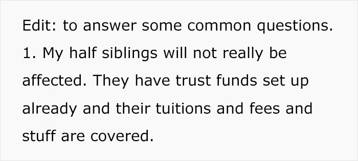 The original poster clarified a few things for the AITA community in a few updates