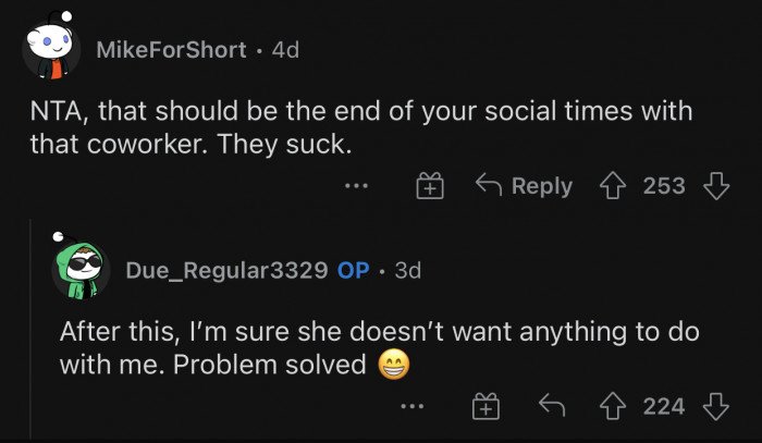 Thankfully, OP doesn't have to deal with that coworker anymore.