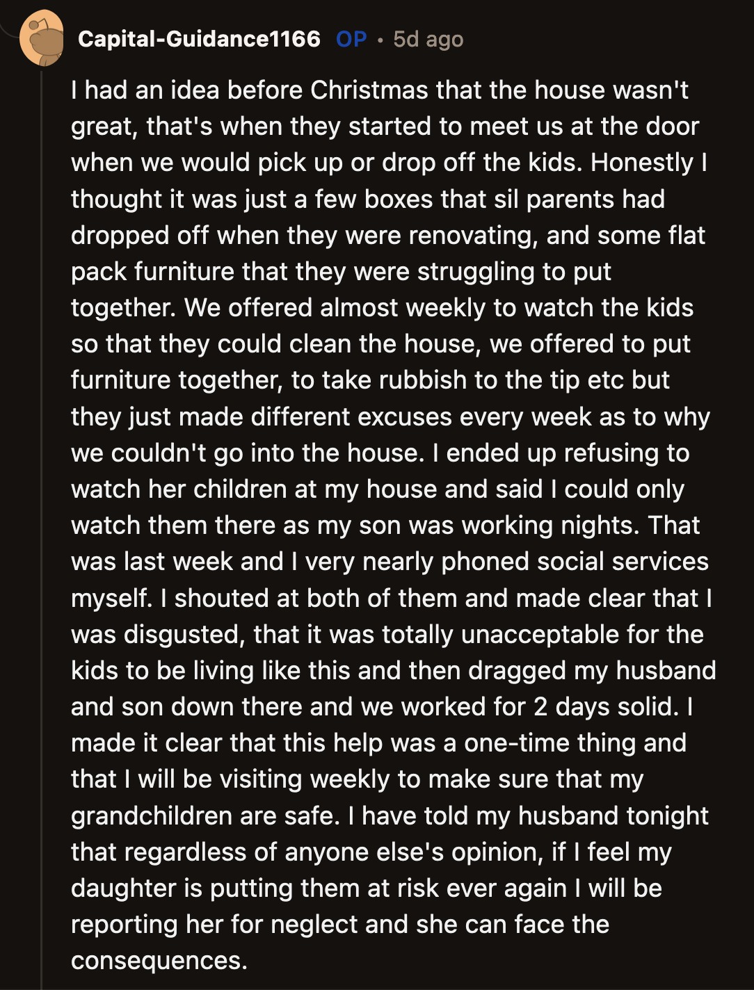OP said they suspected something was wrong last Christmas. Her daughter and her husband made excuses to stop OP or any other relative from entering the home. OP didn't hold back when she found out the truth.