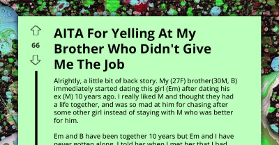Insufferable Redditor Gets Labelled A**hole For Whining When Her Brother Hired His Wife Over Her