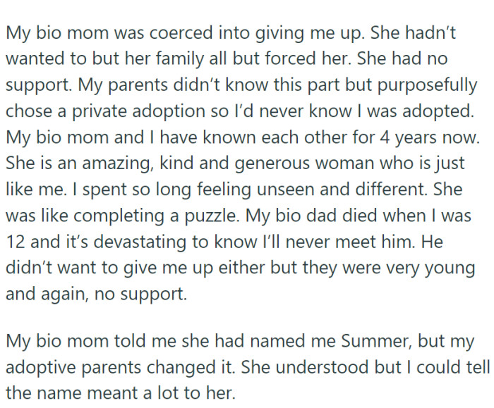 OP found their birth mom