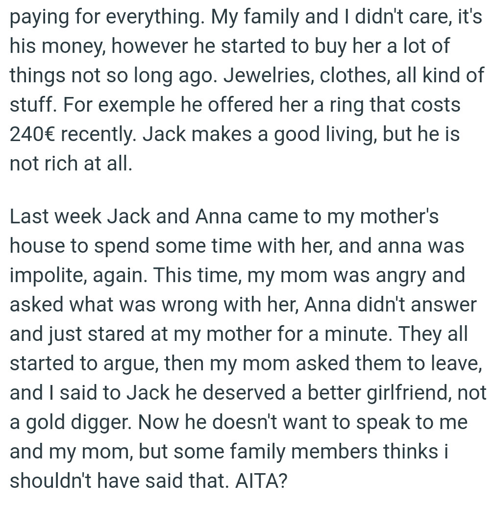 They all started to argue, then OP's mom asked them to leave