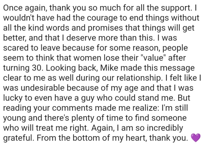 The OP thanks everyone for their support