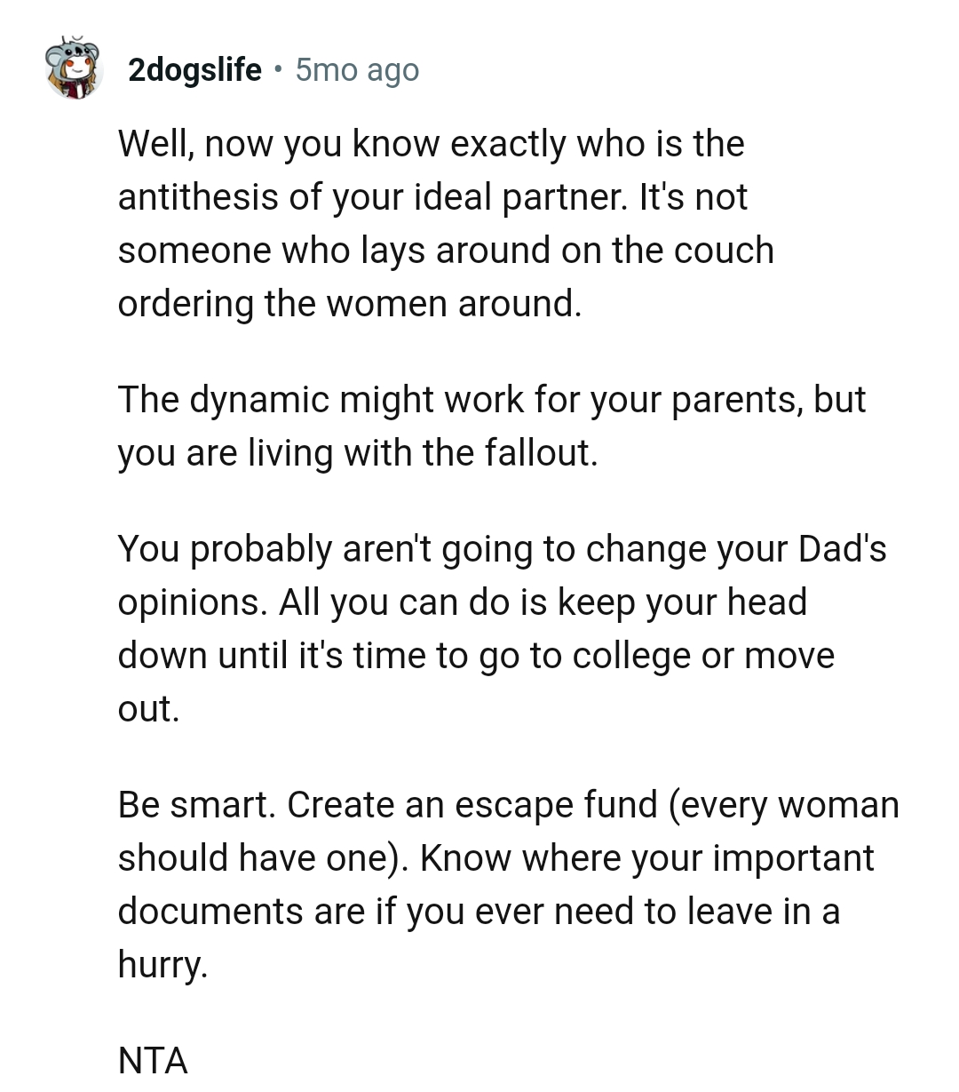 The dynamic might work out for OP's parents