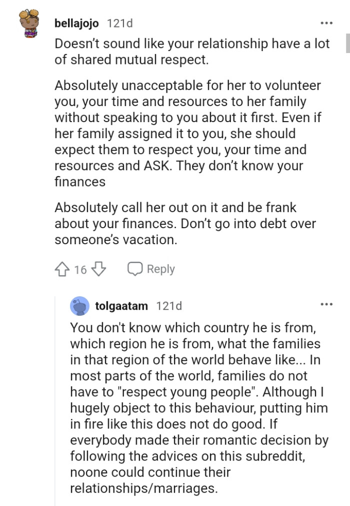 Calling her out on it and being frank