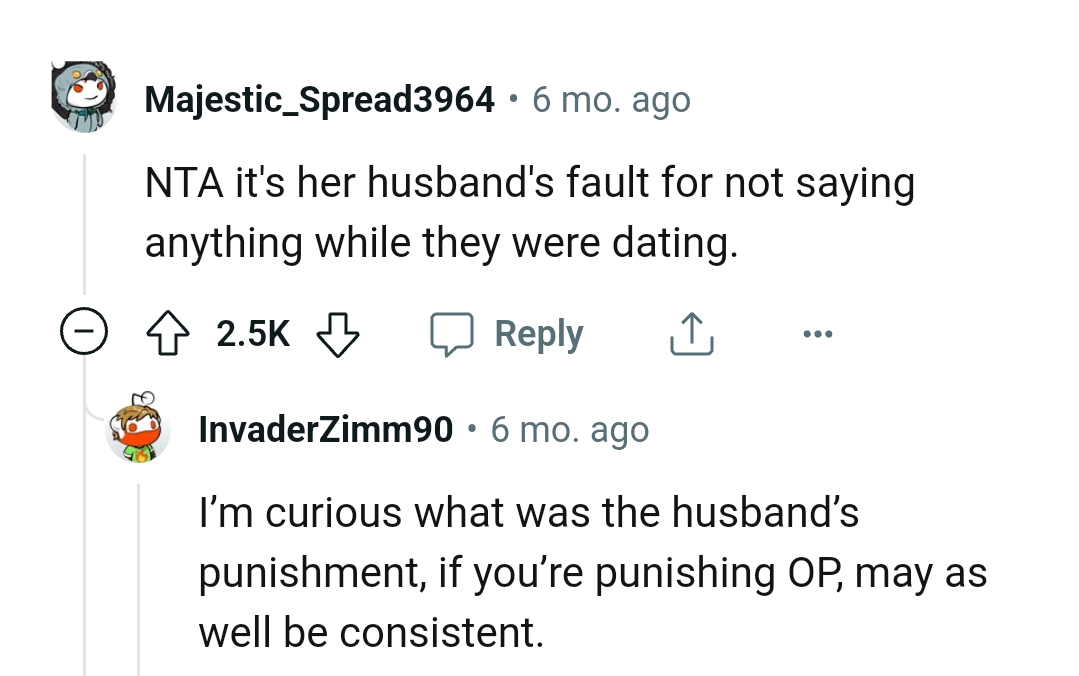 This Redditor wants to know the husband's punishment