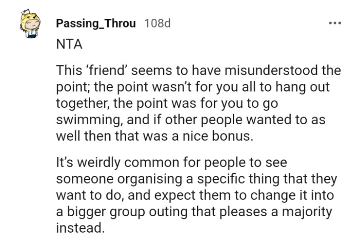 The point wasn't for you all to hang out together