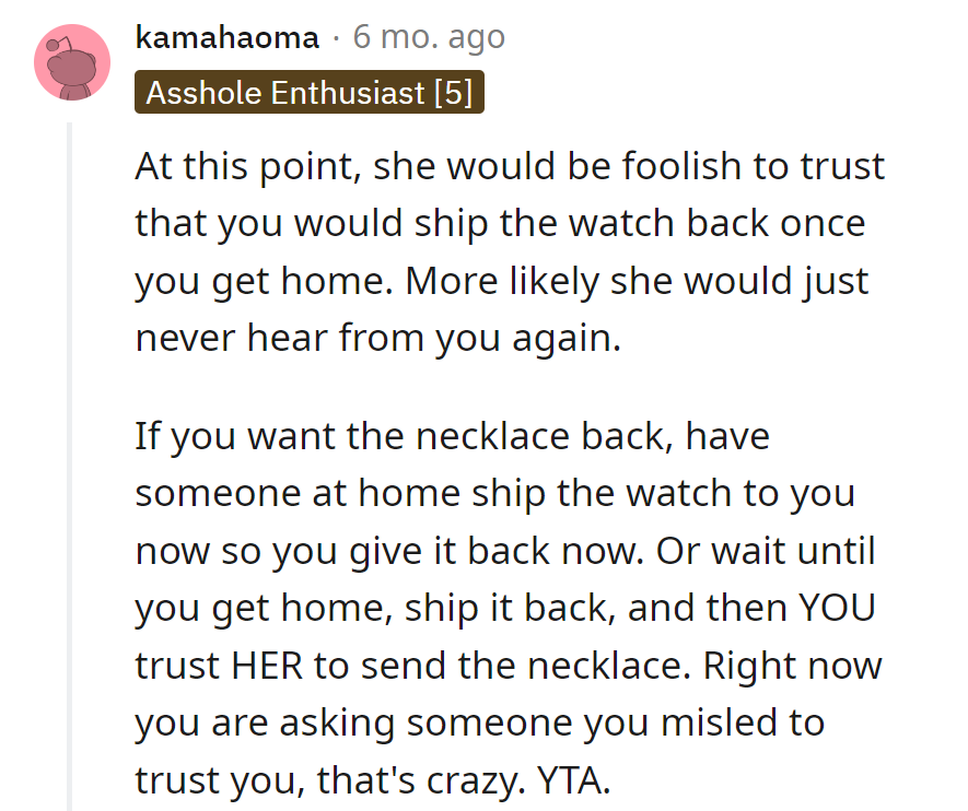 He's caught in a trust fall he initiated...