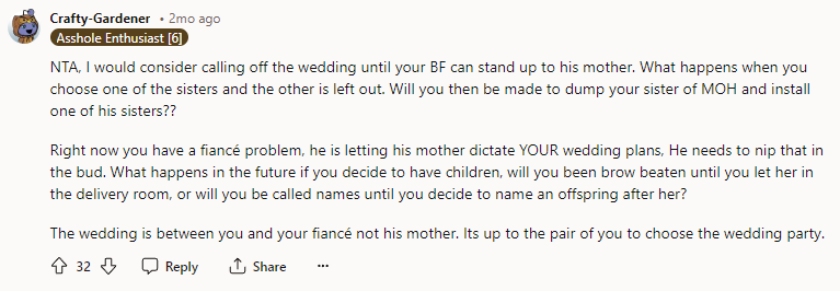 NTA, I Would Consider Calling Off the Wedding Until Your BF Can Stand Up to His Mother