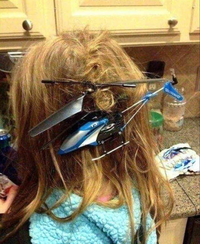 12. It’s all fun and games until you get an RC helicopter stuck in your child’s hair.