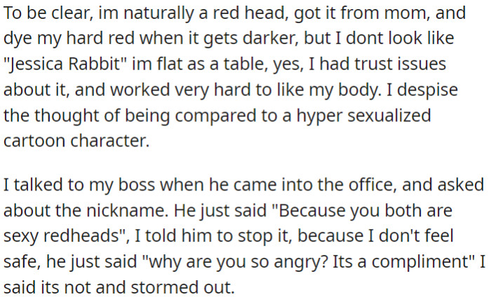 Her boss didn't take OP's concerns seriously.