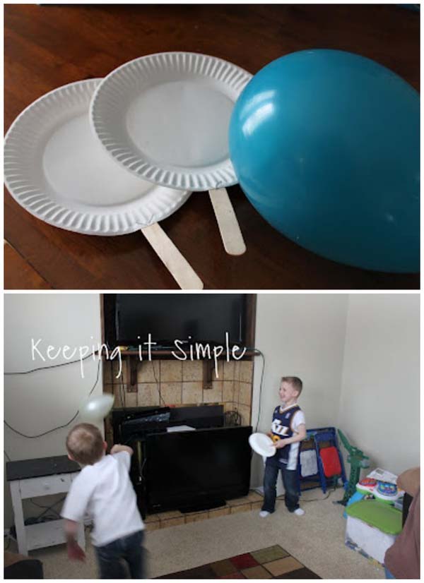 23. Balloon ping pong is a fun activity your kids can safely play indoors