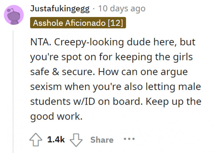 Spot on! Sexism is not at work here.