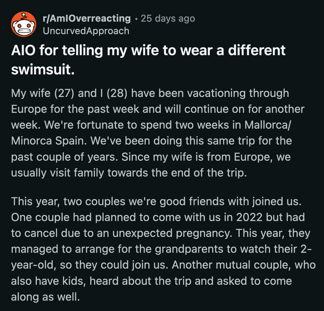 OP said his wife looked amazing, but he thought it made it awkward with their friends and the captain.