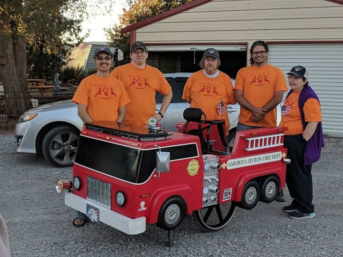 "After Learning About The Magic Wheelchair Program At Nation Of Makers, Our Makerspace Built This Fire Truck For A Wheelchair Bound Kid’s Halloween Costume. Complete With Working Lights And Bubbles. He Loved It!"