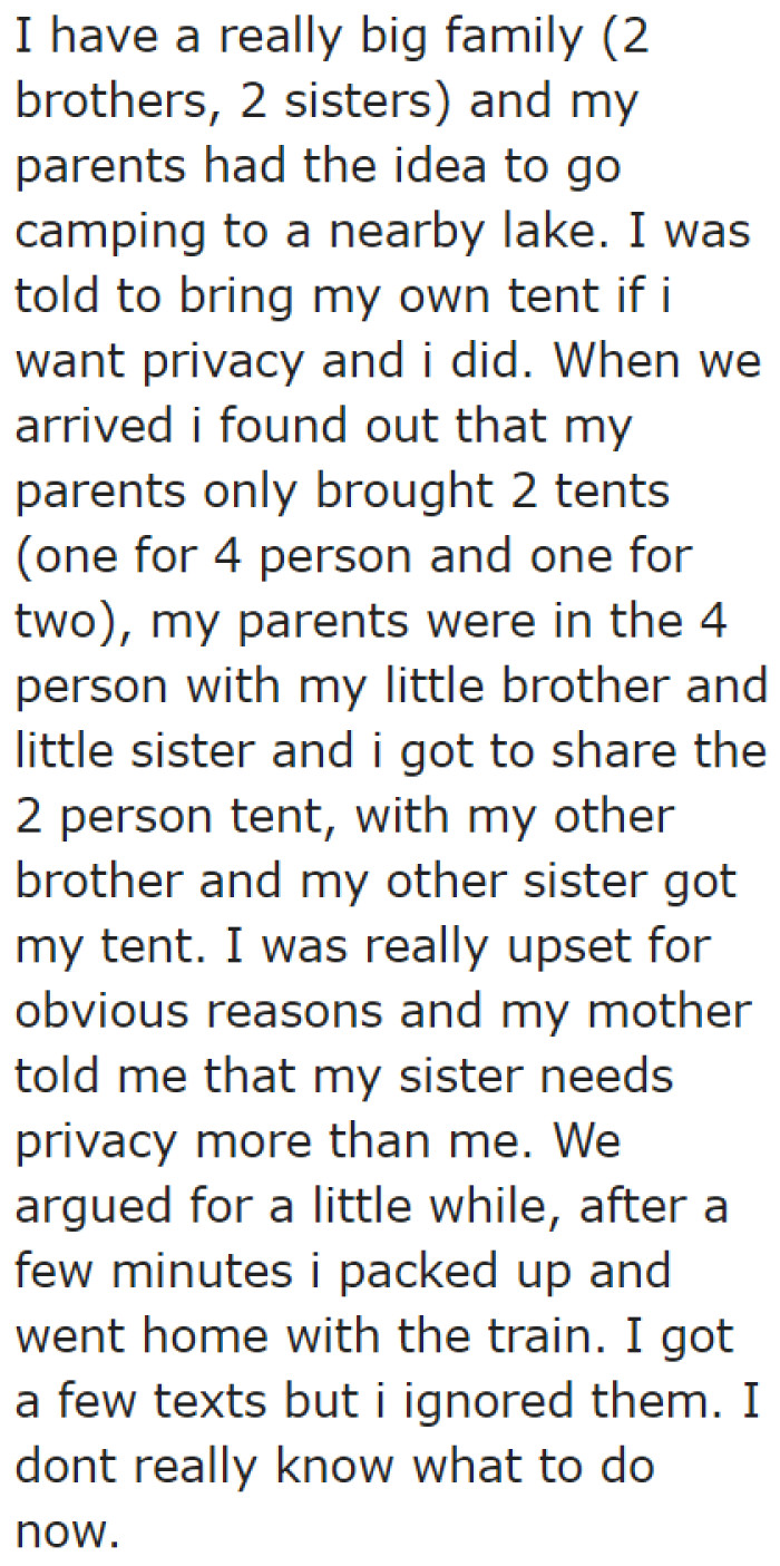 He tells the whole story to the AITA community.