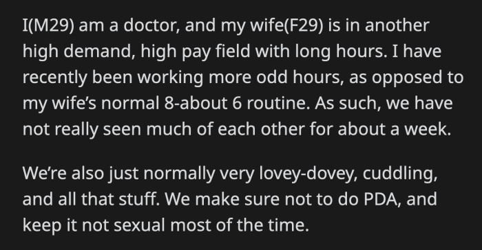 At one point, OP held his wife's face and proclaimed that she was the most beautiful woman in the world.