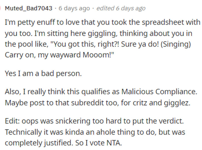 This person seemed to enjoy the story and appreciated the way she responded to this situation.