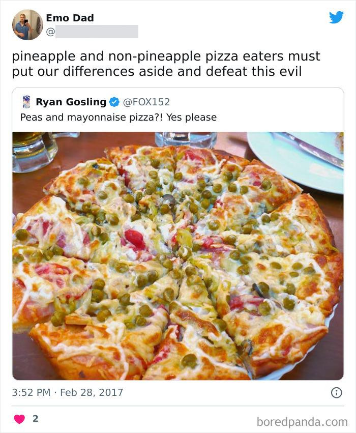 3. Peas And Mayonnaise Pizza