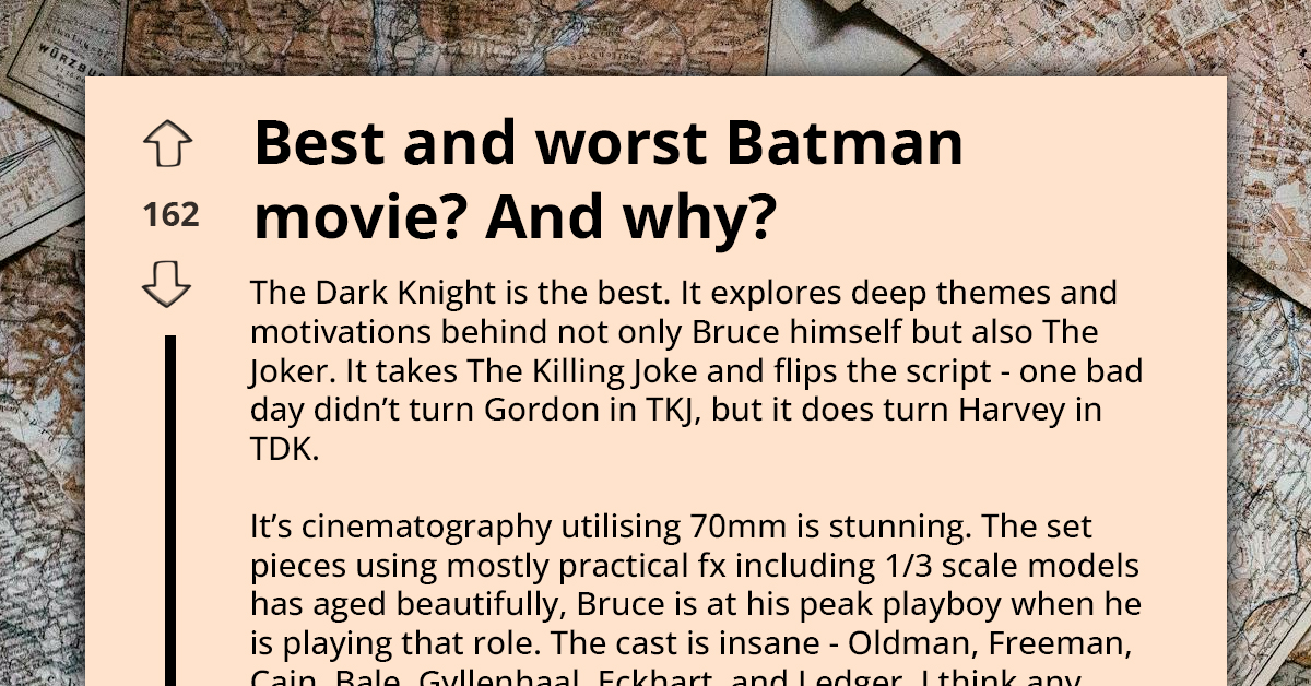 The Best And Worst Batman Movies—Redditors Debate The Legendary Hits And Awkward Misses