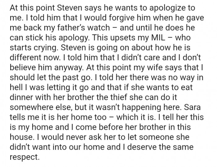 At this point, my wife says that I should let the past go