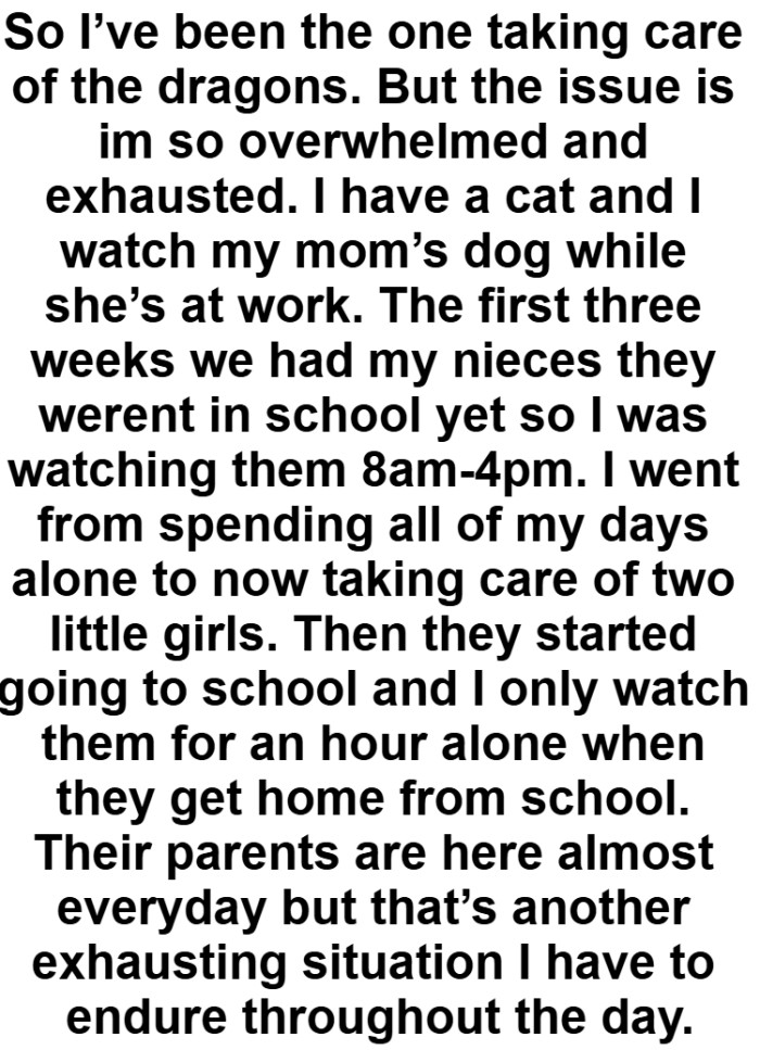 The OP Went from Spending All of Her Days Alone to Now Taking Care of Two Little Girls
