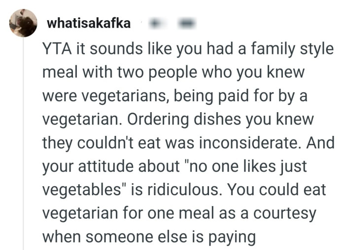 The OP could have eaten vegetarian