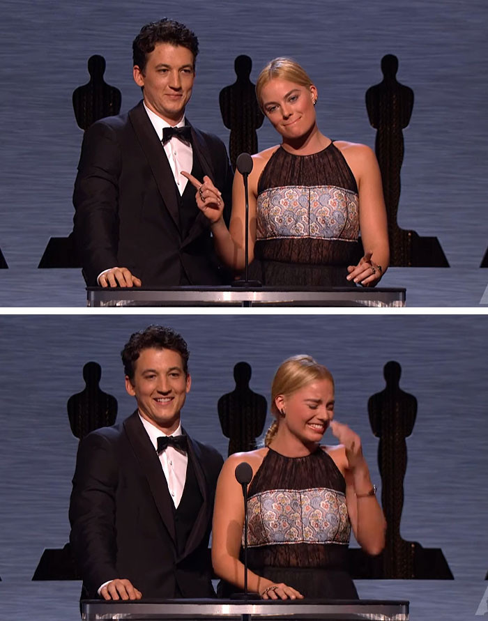 Margot Robbie Breaks Down Laughing On Stage (2015)