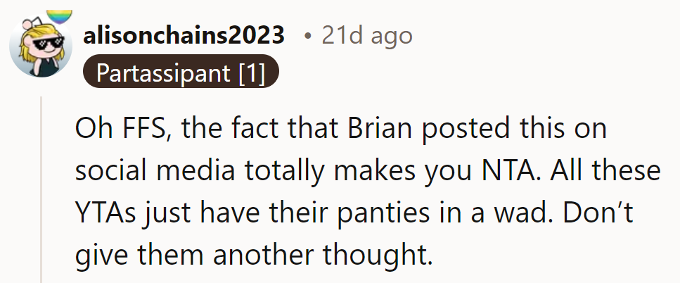 If Brian posted it on social media, maybe she's NTA.
