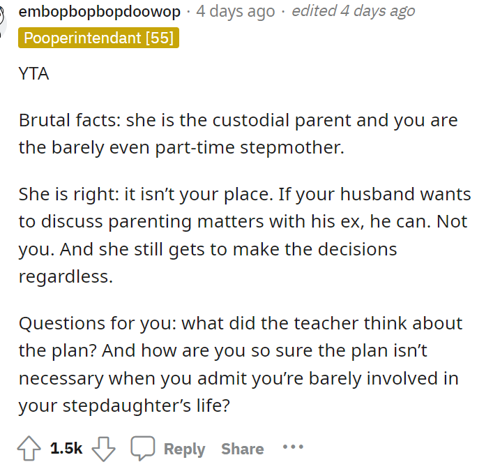 It seems that almost everyone thought that OP was the TA here because they believe it isn't her place.