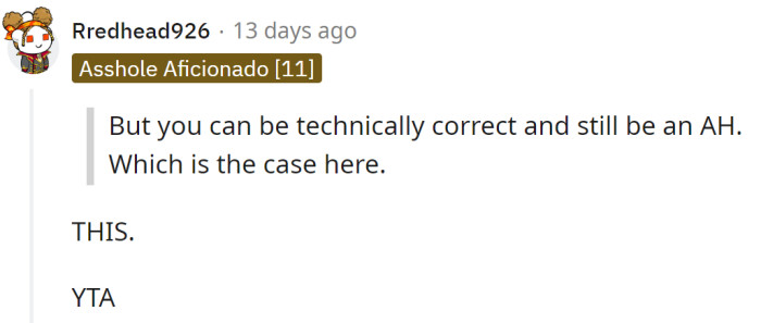 Another Redditor also agreed