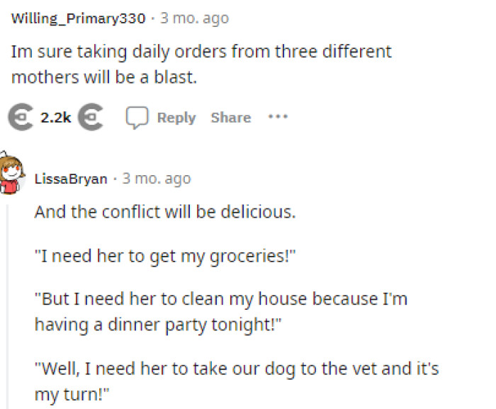 This is one thing that we can't get past: taking care of six kids and picking them up from school.