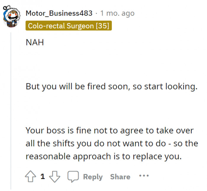 This Redditor is warning OP to find a new job, ASAP. Not exactly a solution, but good advice?