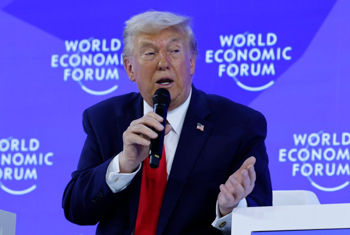 Donald Trump speaking at Davos on Arctic governance and cooperation initiatives