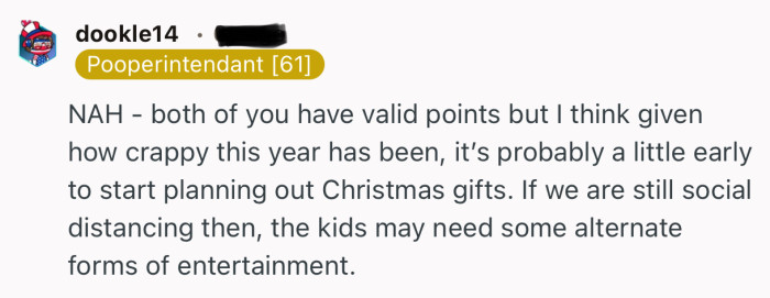 “NAH - both of you have valid points…”