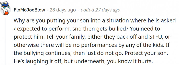 OP needs to protect her son.