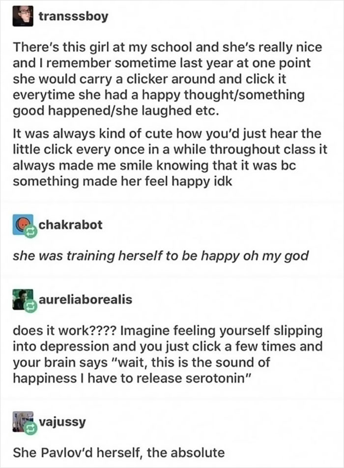 5. She was training herself to be happy