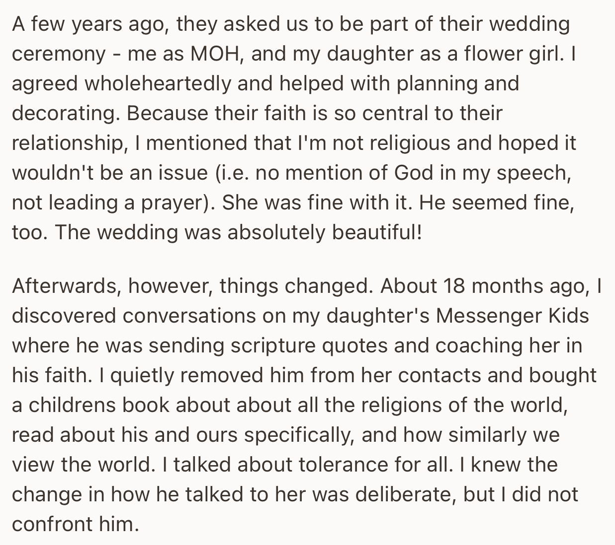 A While Back, OP Discovered That Her Neighbors Had Been Secretly Teaching Her Daughters About the Scriptures via Messenger Kids, Which She Put an End to Immediately