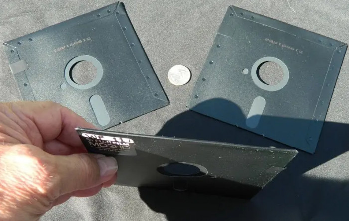 49. Large floppy disks that were actually floppy and that you could not touch the center hole of