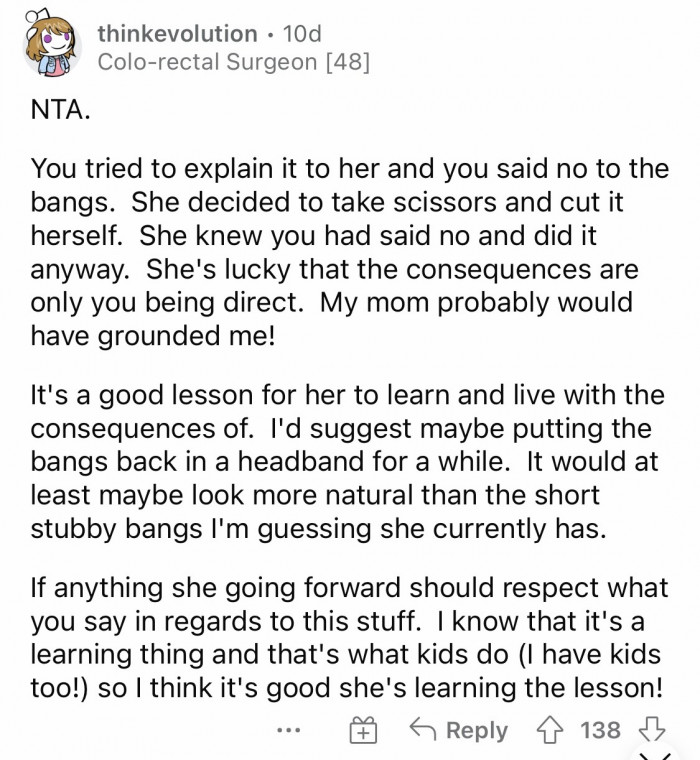 #4 It's a good lesson for her to learn, though.