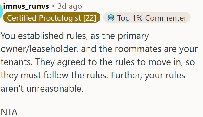 OP's rules aren't unreasonable.