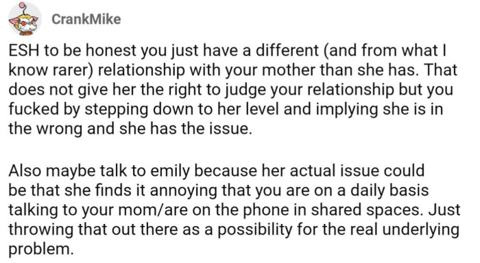 OP could use this as an opportunity to get curious and try to have a productive conversation with Emily.