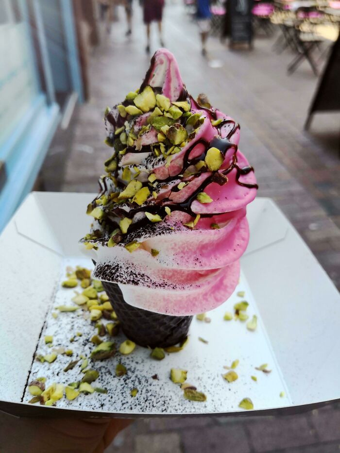 Rose And Pistachio Soft Serve Ice Cream