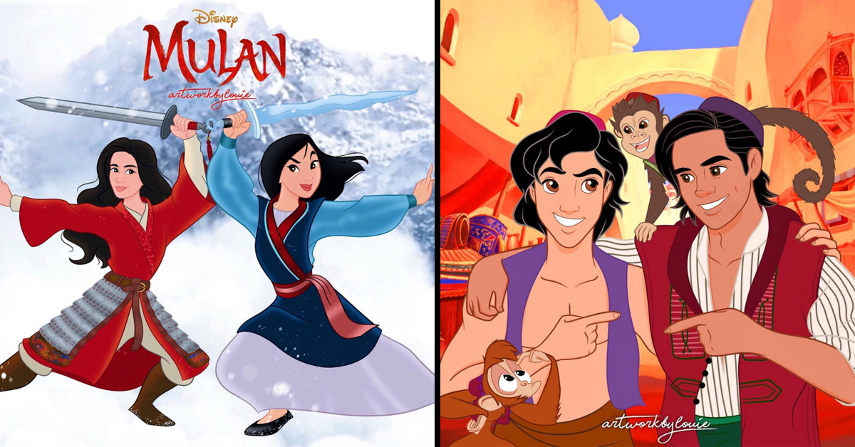 Our Favorite Disney Characters In Their Live Action Forms And Classic Forms Combined Together Courtesy Of One Artist's Incredible Creativity