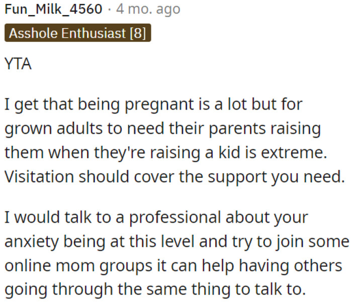 OP needs to consider seeking professional help for her anxiety