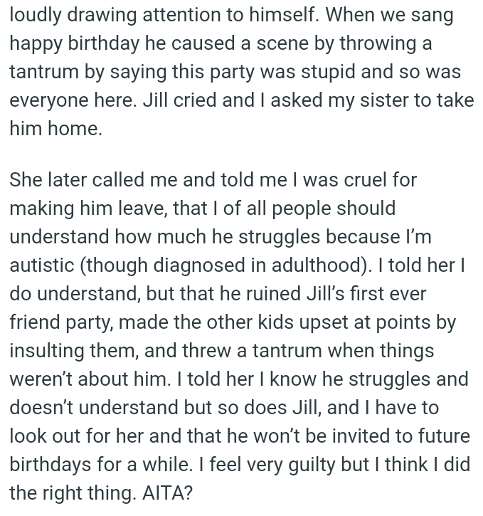 He ruined her daughter's first-ever friend party