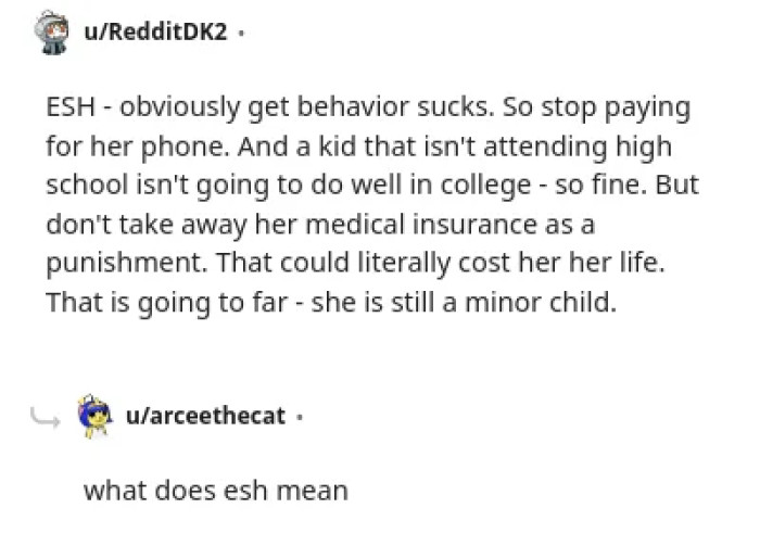 Parenting is tough, but taking away medical insurance is extreme