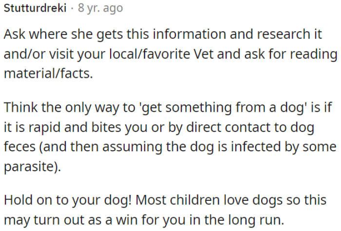 OP should verify information sources and consult a vet for facts.