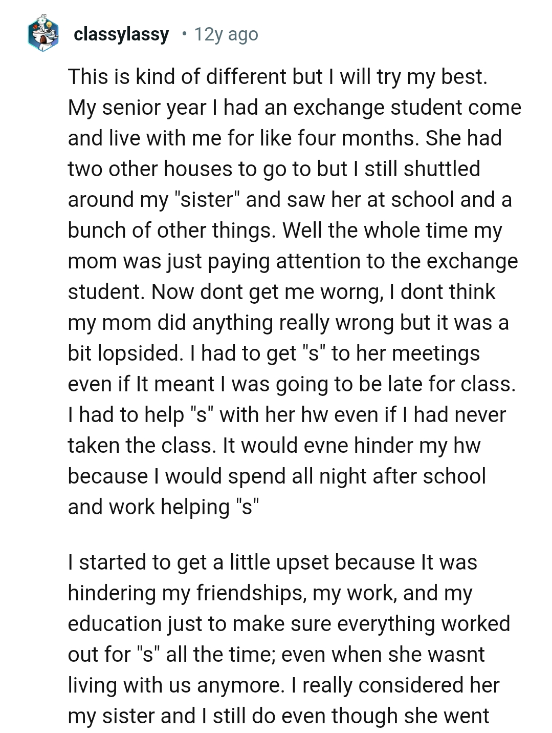 This Redditor shares a story that resonates with the OP's situation
