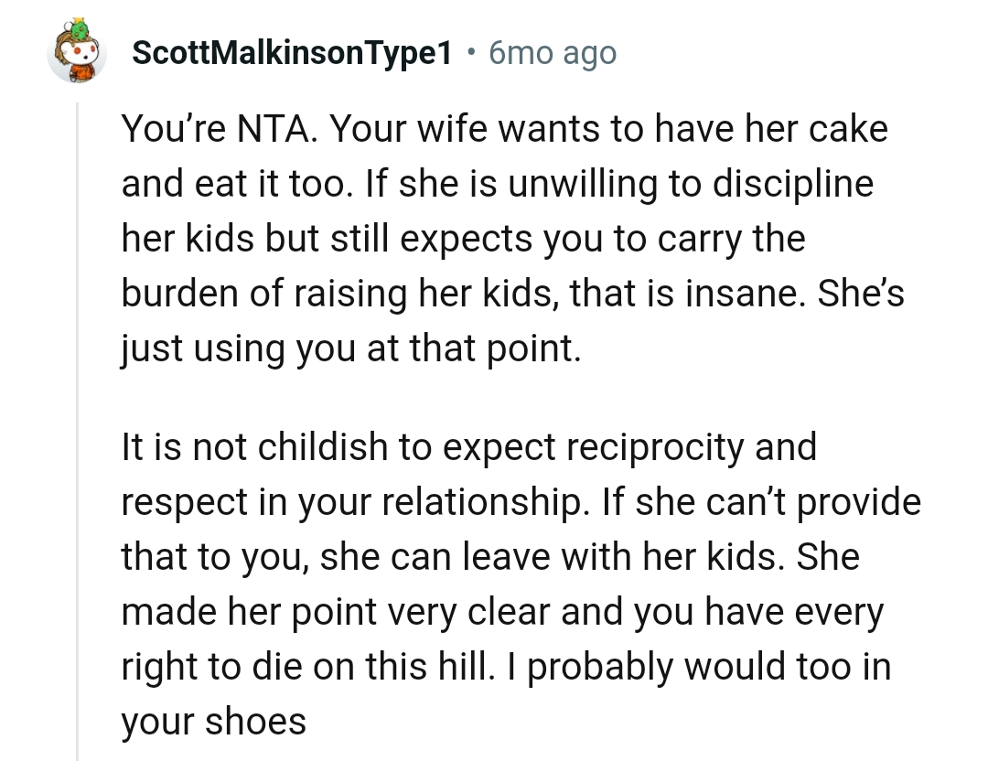 Expecting reciprocity is not childish